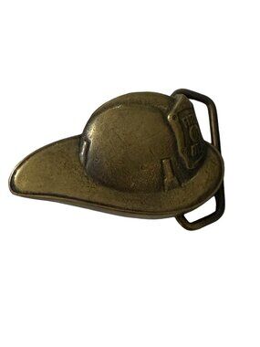Vintage Solid Brass Firefighter Helmet Belt Buckle Fireman EMS 1974 BTS